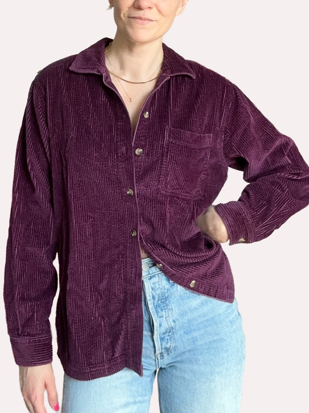 Lush Purple LL Bean 100% Cotton Corduroy Button Up, Sz Sm-Reg